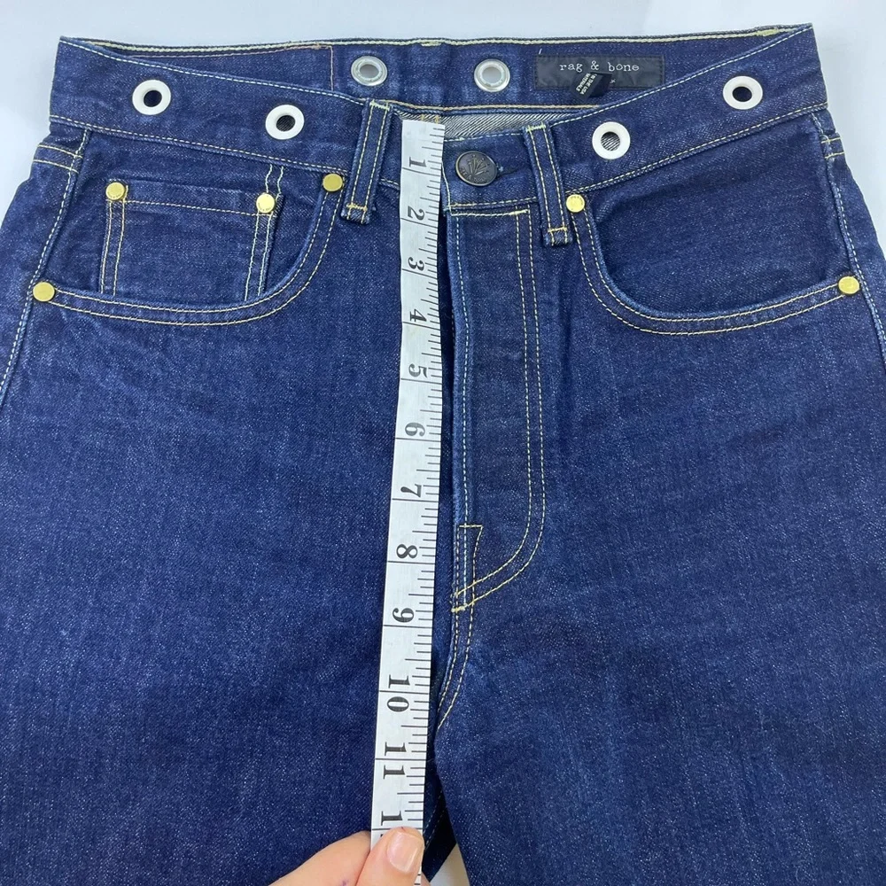 Rag & Bone Trompe L’Oeil Indigo Selvedge Cuff Grommet Jeans N248-6 - Picture 7 of 8